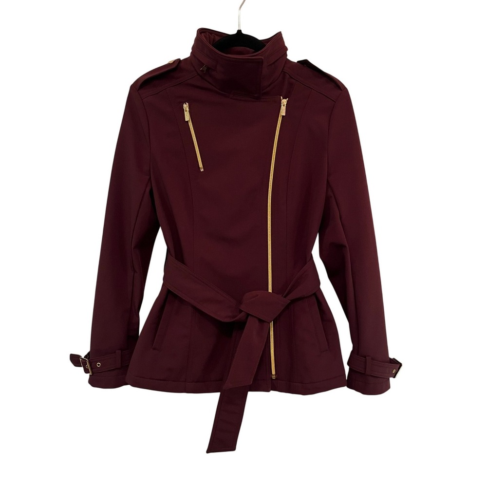 Kenneth Cole Aubergine Funnel Neck Rain Jacket
